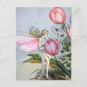 Cartes postales d'illustration vintage de tulipes 