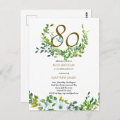 Cartes postales d'invitation d'anniversaire 80 ans (Devant / Derrière)