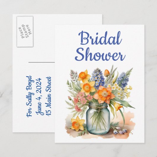 Cartes postales d'invitation de la douche nuptiale (Devant / Derrière)
