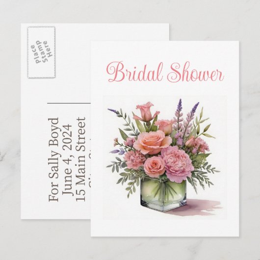 Cartes postales d'invitation de la douche nuptiale (Devant / Derrière)