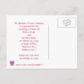 Cartes postales d'invitation de mariage à coeur de (Dos)