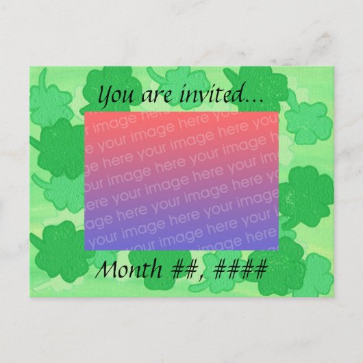 Cartes postales d'invitation de mariage aux trèfle (Devant)