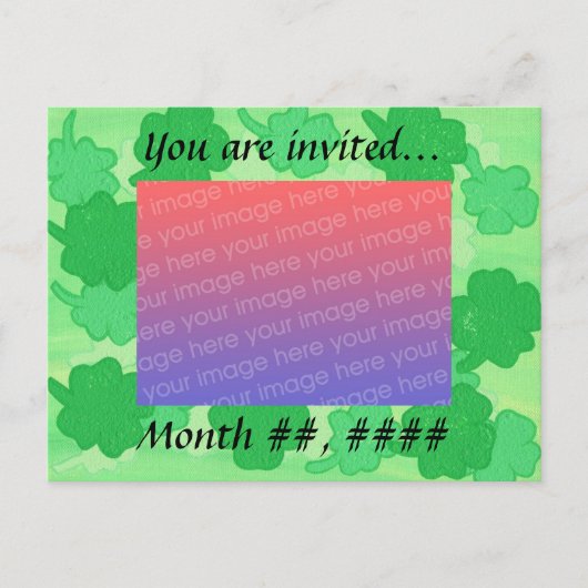 Cartes postales d'invitation de mariage aux trèfle (Devant)