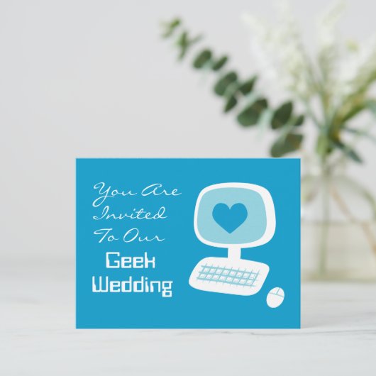 Cartes postales d'invitation de mariage Geek (Debout devant)