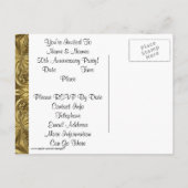 Cartes postales d'invitation élégantes en or pour  (Dos)