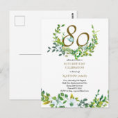 Cartes postales d'invitation pour 80 ans avec feui (Devant / Derrière)
