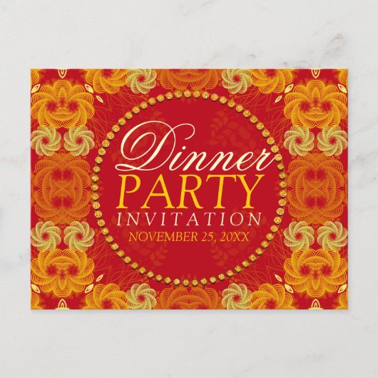 Cartes postales d'invitation pour dîner aux fleure (Devant)