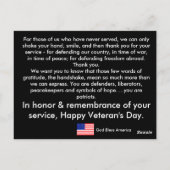 Cartes postales du jour des vétérans (Dos)