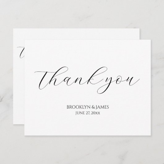 Cartes postales élégantes en Mariage de script (Devant / Derrière)