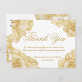 Cartes postales élégantes en Merci floral or simpl (Devant / Derrière)
