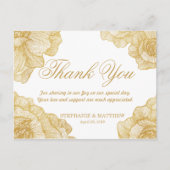 Cartes postales élégantes en Merci floral or simpl (Devant)