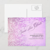 Cartes postales élégantes violettes de style vinta (Devant / Derrière)