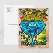 Cartes postales éléphant en vitrail (Devant / Derrière)