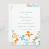 Cartes postales Elopement Faire-part bleu orange (Devant / Derrière)