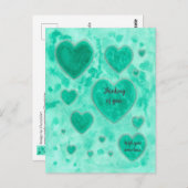 Cartes postales Emerald Green Hearts, Aquarelle pe (Devant / Derrière)