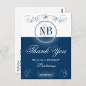 Cartes postales en argent bleu marine Merci (Devant / Derrière)