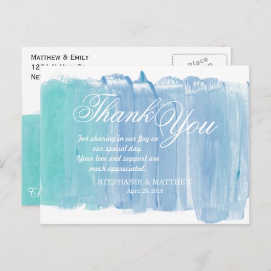 Cartes postales en Merci d'aquarelle assez Turquoi (Devant / Derrière)