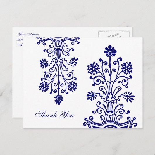 Cartes postales en Merci Floral Bleu Étché (Devant / Derrière)