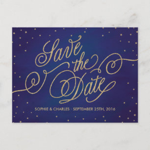 Cartes Postales "Enchanted Stars" Bleu et Or "Save