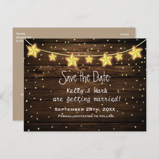 Cartes Postales Enregistrer La Date Étoiles Lumine (Devant / Derrière)