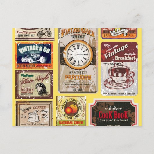 Cartes postales Étiquettes vintages (Devant)