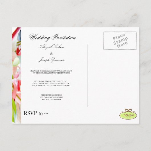 Cartes postales faire-part de mariage (Dos)