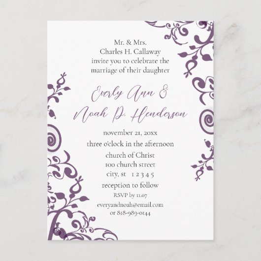 Cartes postales Faire-part de mariage bon marché (Devant)