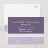 Cartes postales Faire-part Elopement Floral Violet (Devant / Derrière)
