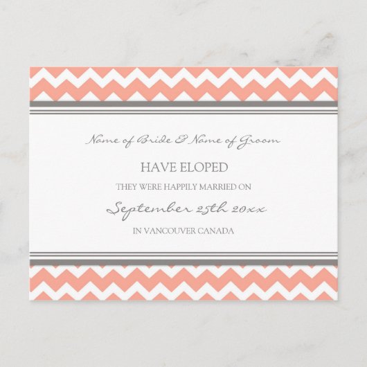 Cartes postales Faire-part Elopement Gris corail (Devant)