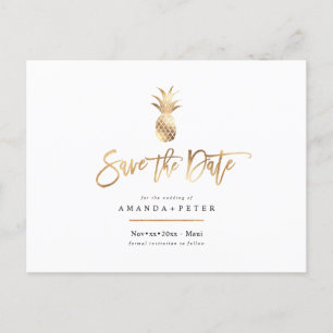 Cartes postales Faux Gold Pineapple Save the Date