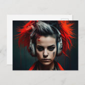 Cartes Postales Fille Ecouteur (Devant / Derrière)