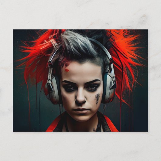 Cartes Postales Fille Ecouteur (Devant)