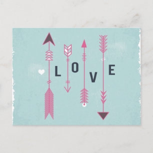 Cartes postales flèches d'amour Shabby Chic bleu e