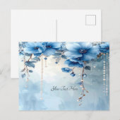 Cartes postales Fleurs bleues et perles (Devant / Derrière)