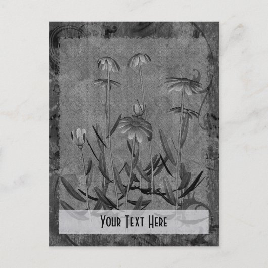 Cartes postales florales personnalisables Gris (Devant)