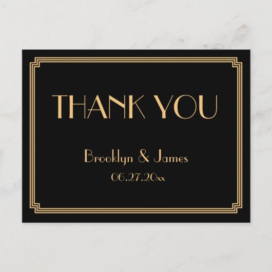 Cartes postales Gatsby Art Déco Mariage noir (Devant)