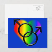 Cartes postales Gay pride pour hommes Rainbow Love (Devant / Derrière)