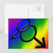 Cartes postales Gay pride pour hommes Rainbow Love (Devant / Derrière)