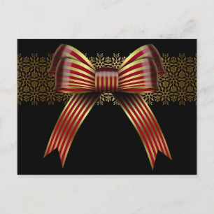 Cartes postales Gold & Red Christmas Bow