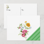 Cartes postales Green Stripe Floral (Devant / Derrière)