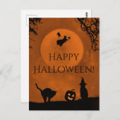 Cartes postales Halloween sorcières et chats noirs (Devant / Derrière)