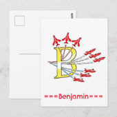 Cartes postales initiale B d'avions à réaction rou (Devant / Derrière)