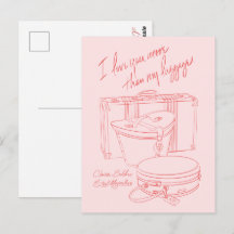Cartes postales "Je t'aime plus que mes bagages"