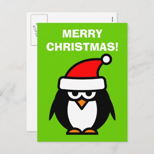 Cartes postales joyeux de manchot de Noël (Devant / Derrière)