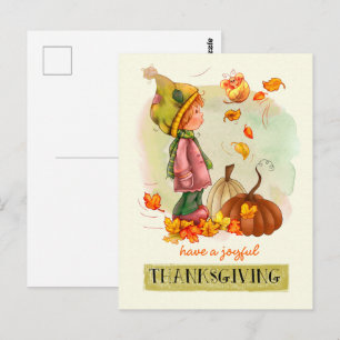 Cartes postales Little Boy and Butfly Thanksgiving