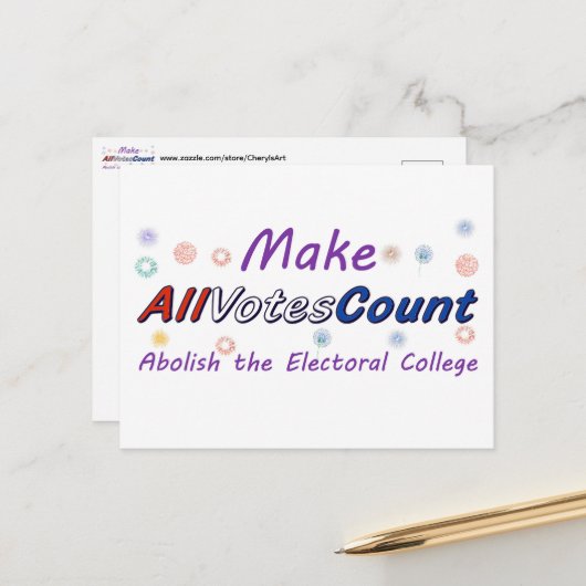 Cartes postales Make All Votes Count (Devant/Arrière en situation)