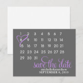 Cartes postales Mariage Calendrier {violet} (Devant / Derrière)