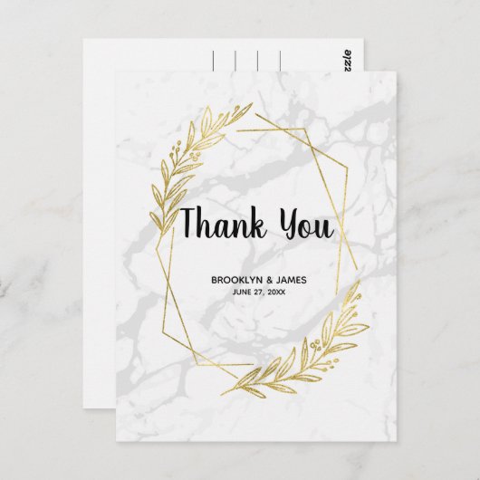 Cartes Postales Mariage En Marbre Et Or (Devant / Derrière)