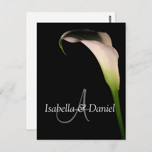 Cartes Postales mariages Calla Lily A Monogrammes (Devant / Derrière)