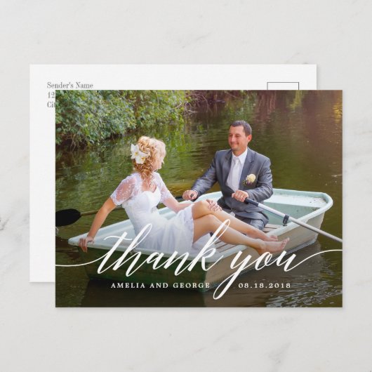 Cartes postales Merci de script moderne (Devant / Derrière)